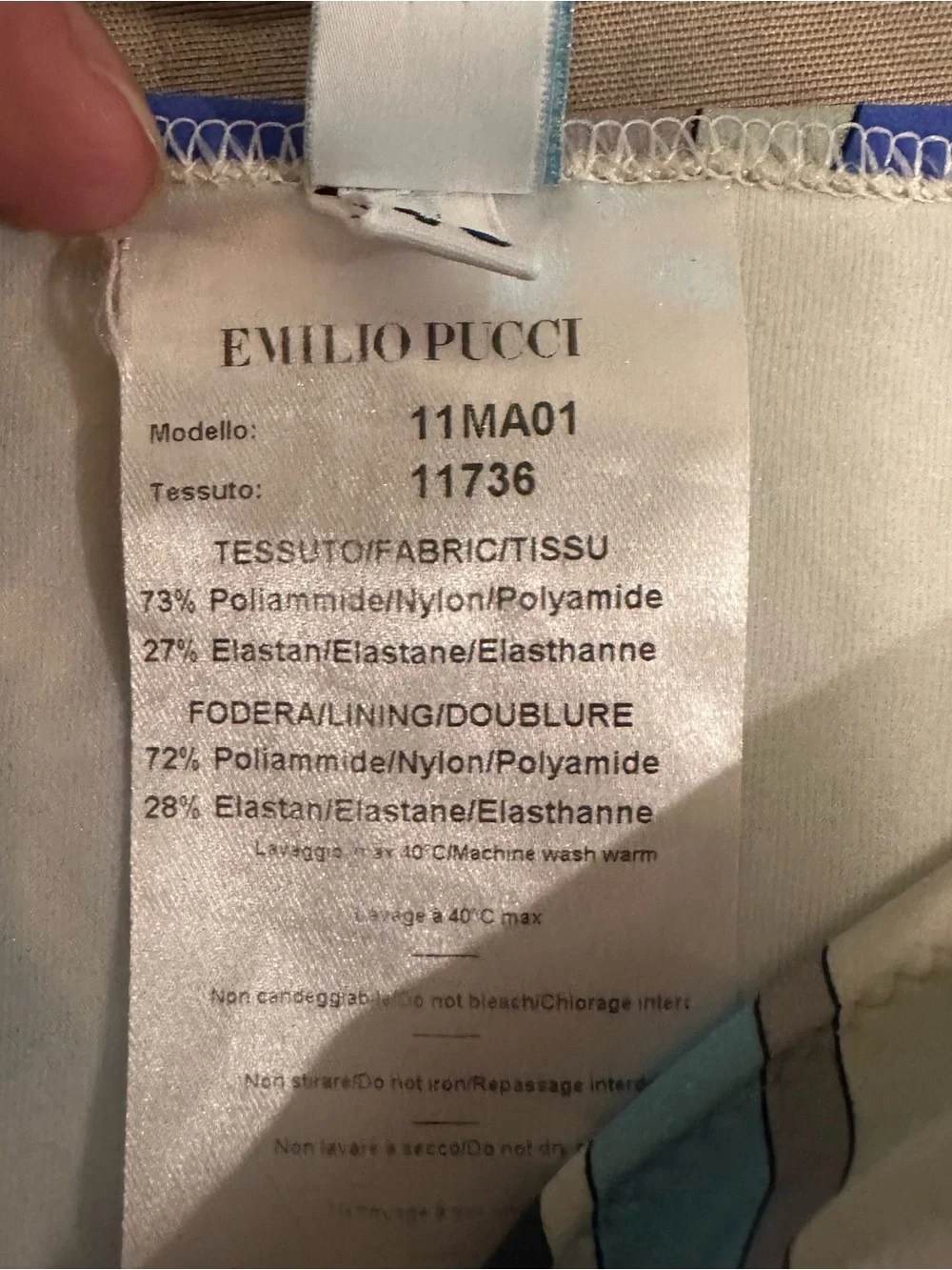 Emilio Pucci Printed String Bikini 2pc Swimsuit Sz 46 Blue White Beachy Fashion